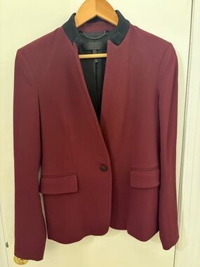 rag & bone Oxblood Single-Button Blazer with Black Trim